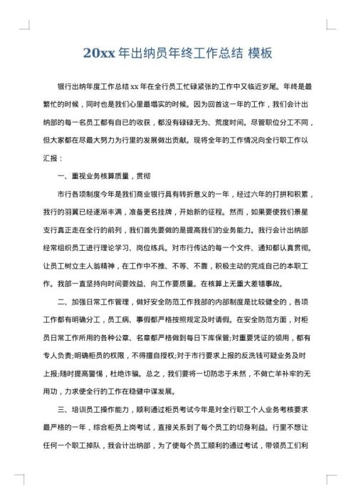 2025年出纳员年终工作总结