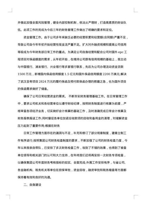 财务负责人工作总结范文