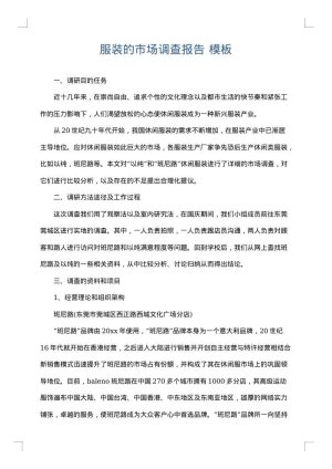 服装的市场调查报告