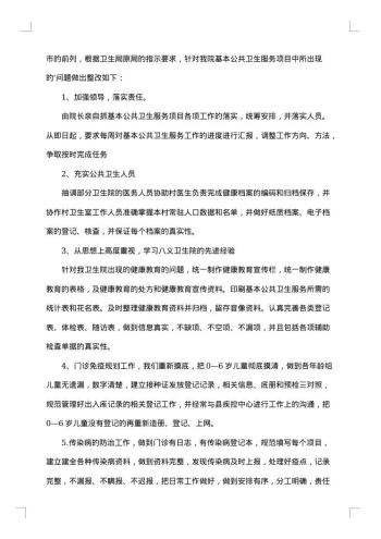 公共卫生服务整改报告