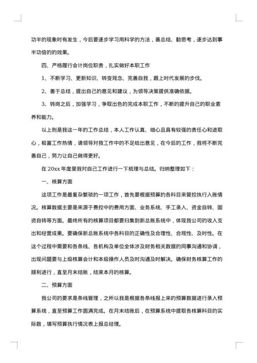 核算会计年度工作总结