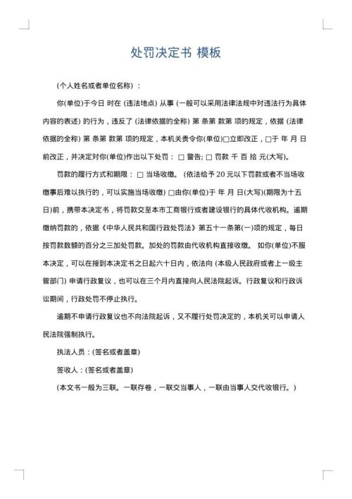 处罚决定书