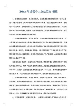2025年城管个人总结范文