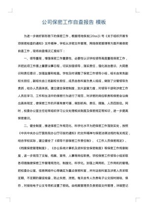 公司保密工作自查报告