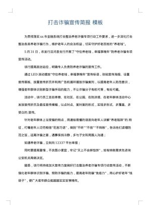 打击诈骗宣传简报