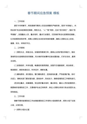 春节期间应急预案