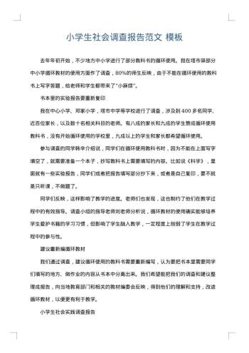 小学生社会调查报告范文