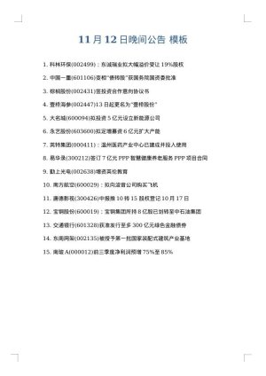11月12日晚间公告