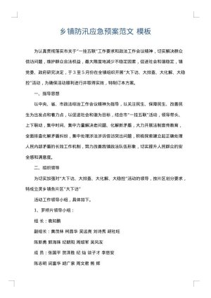 乡镇防汛应急预案范文