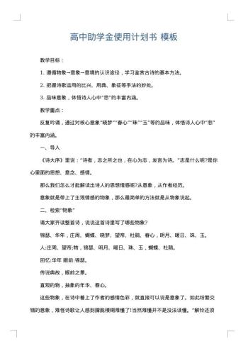 高中助学金使用计划书