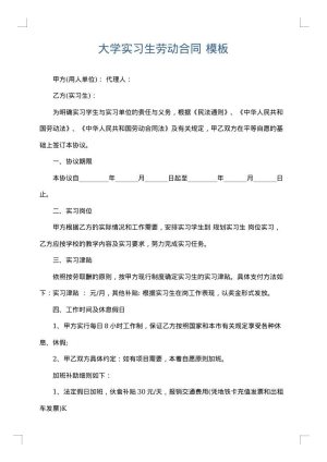 大学实习生劳动合同