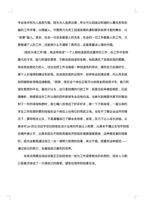 试用期工作总结