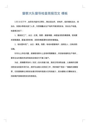 督察大队督导检查简报范文