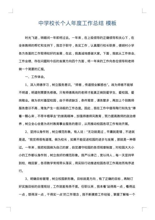 中学校长个人年度工作总结
