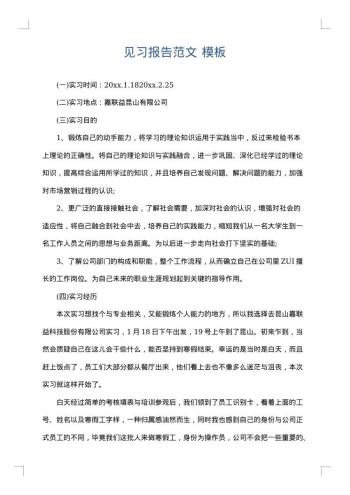 见习报告范文