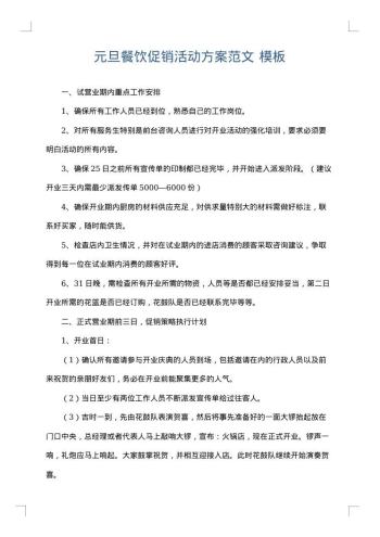 元旦餐饮促销活动方案范文