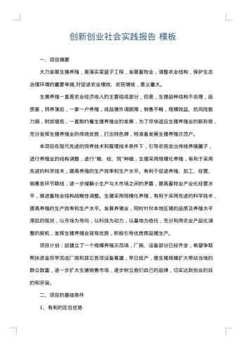 创新创业社会实践报告
