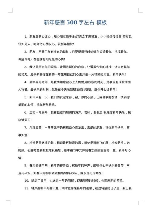 新年感言500字左右