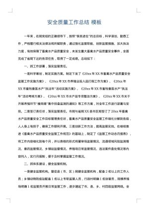 安全质量工作总结
