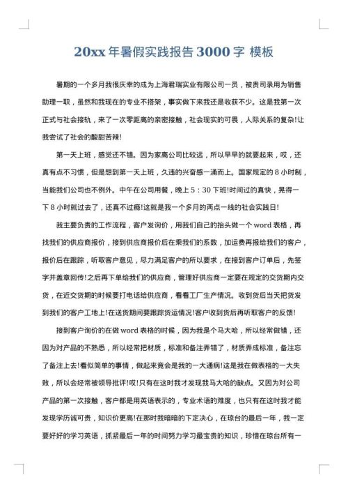 2025年暑假实践报告3000字