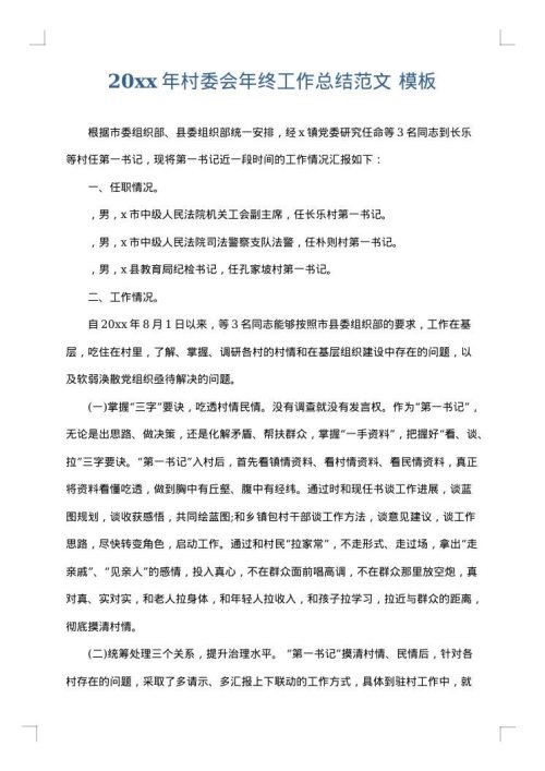 2025年村委会年终工作总结范文
