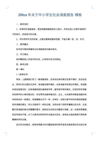 20xx年关于中小学生社会调查报告