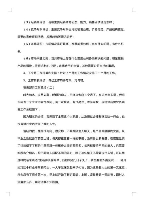 2025年销售部工作总结范文