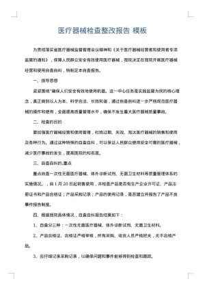 医疗器械检查整改报告