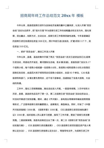 招商局年终工作总结范文20xx年