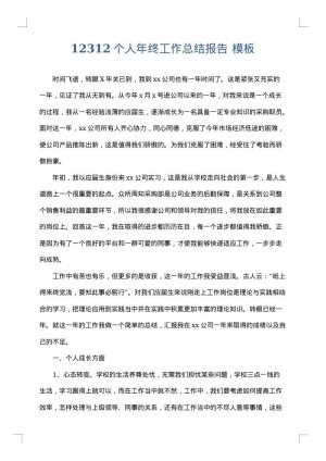 12312个人年终工作总结报告