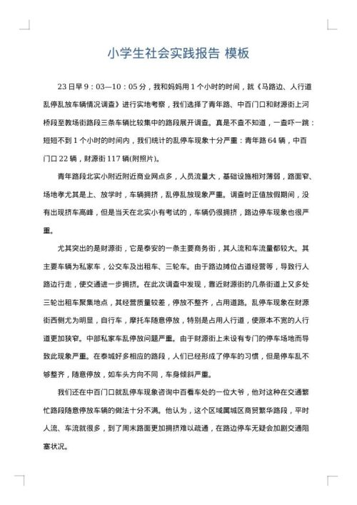 小学生社会实践报告