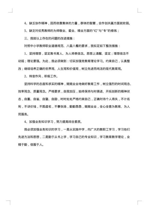 师德师风自查报告