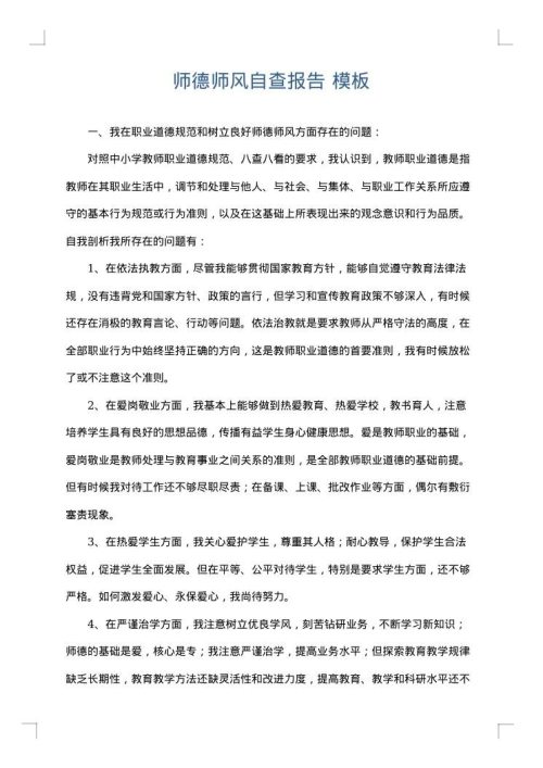 师德师风自查报告