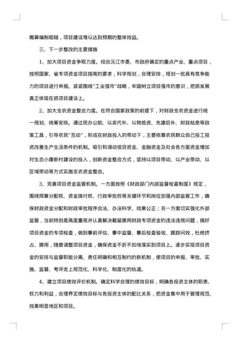 财政专项资金自查报告