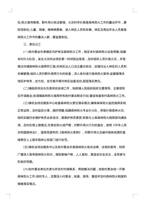 森林防火工作方案