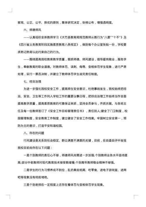 行风评议自查报告