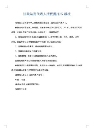 法院法定代表人授权委托书