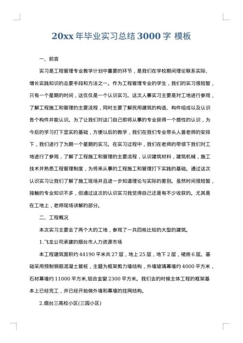 2025年毕业实习总结3000字