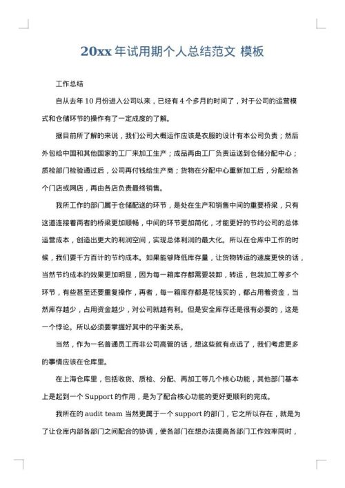 2025年试用期个人总结范文