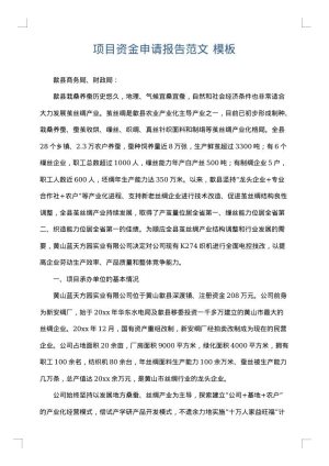项目资金申请报告范文