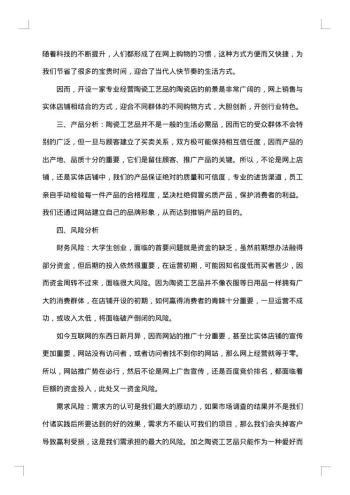 创业计划书范文大学生