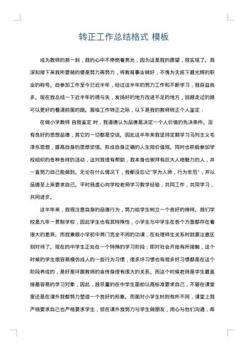 转正工作总结格式