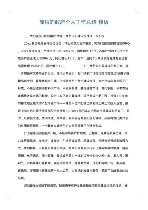 简短的政府个人工作总结