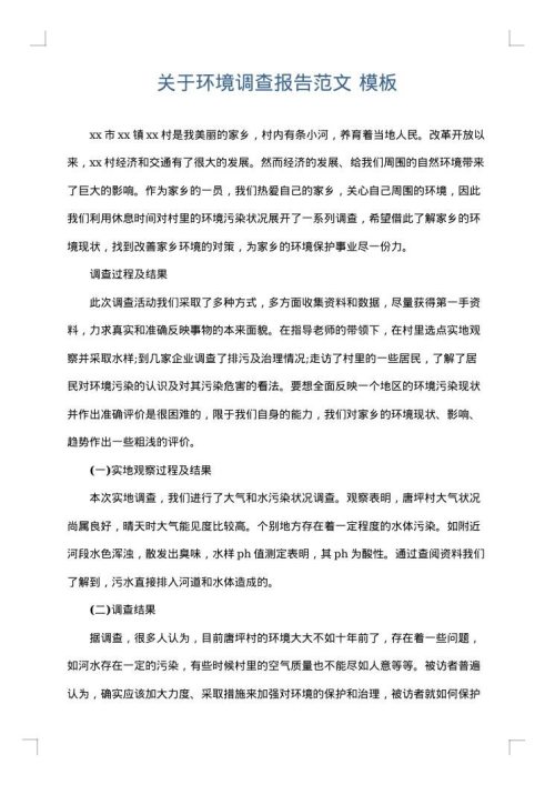 关于环境调查报告范文
