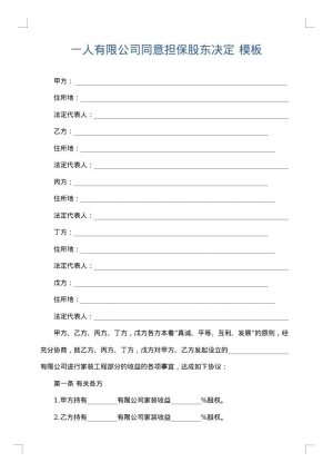 一人有限公司同意担保股东决定
