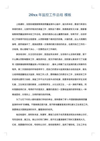20xx年监控工作总结