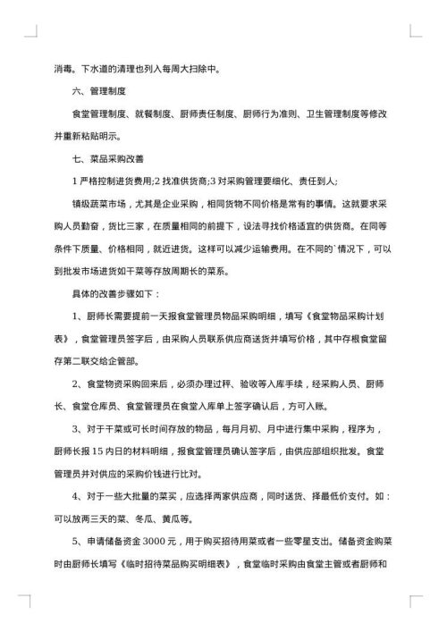 食堂整改措施报告范文