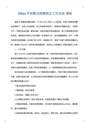 2025年销售试用期转正工作总结