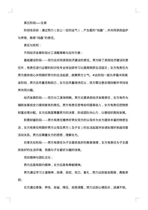 关于成立家庭的项目策划书