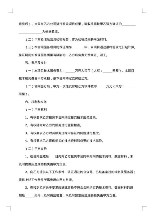 应用软件技术服务合同